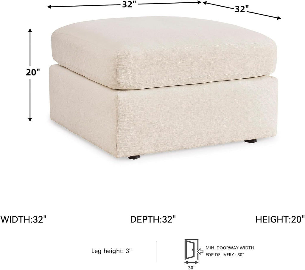 Signature Design by Ashley Modmax Square Oversized Accent Ottoman, Oyster | Stain-resistant Next-Gen Nuvella polyester, Durable reinforced frame, 32-inch square design for coffee table use