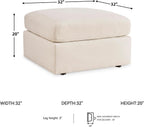 Signature Design by Ashley Modmax Square Oversized Accent Ottoman, Oyster | Stain-resistant Next-Gen Nuvella polyester, Durable reinforced frame, 32-inch square design for coffee table use