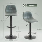 HOMCOM Bar Stools Set of 2 Modern Swivel Barstools Height Adjustable Green