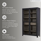 Signature Design by Ashley Lenston Black Accent Cabinet with Glass Doors | Tempered glass doors, 3 adjustable shelves, Wood oak veneer and engineered wood construction, 1 soft-close drawer