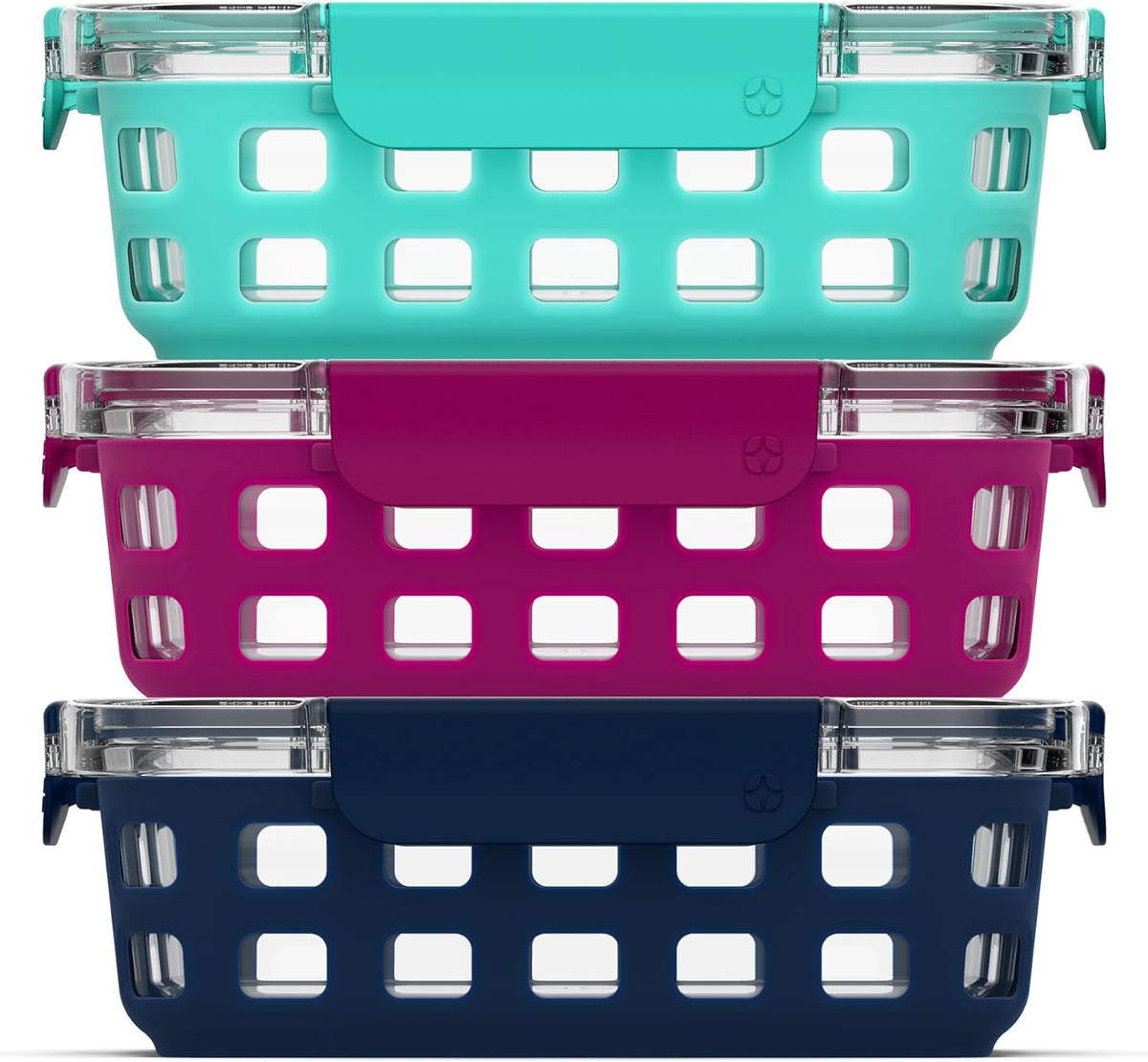 Ello Duraglass 3.4 Cup Glass Meal Prep Containers, 6 Pc, 3 Pack,Mixed Berry