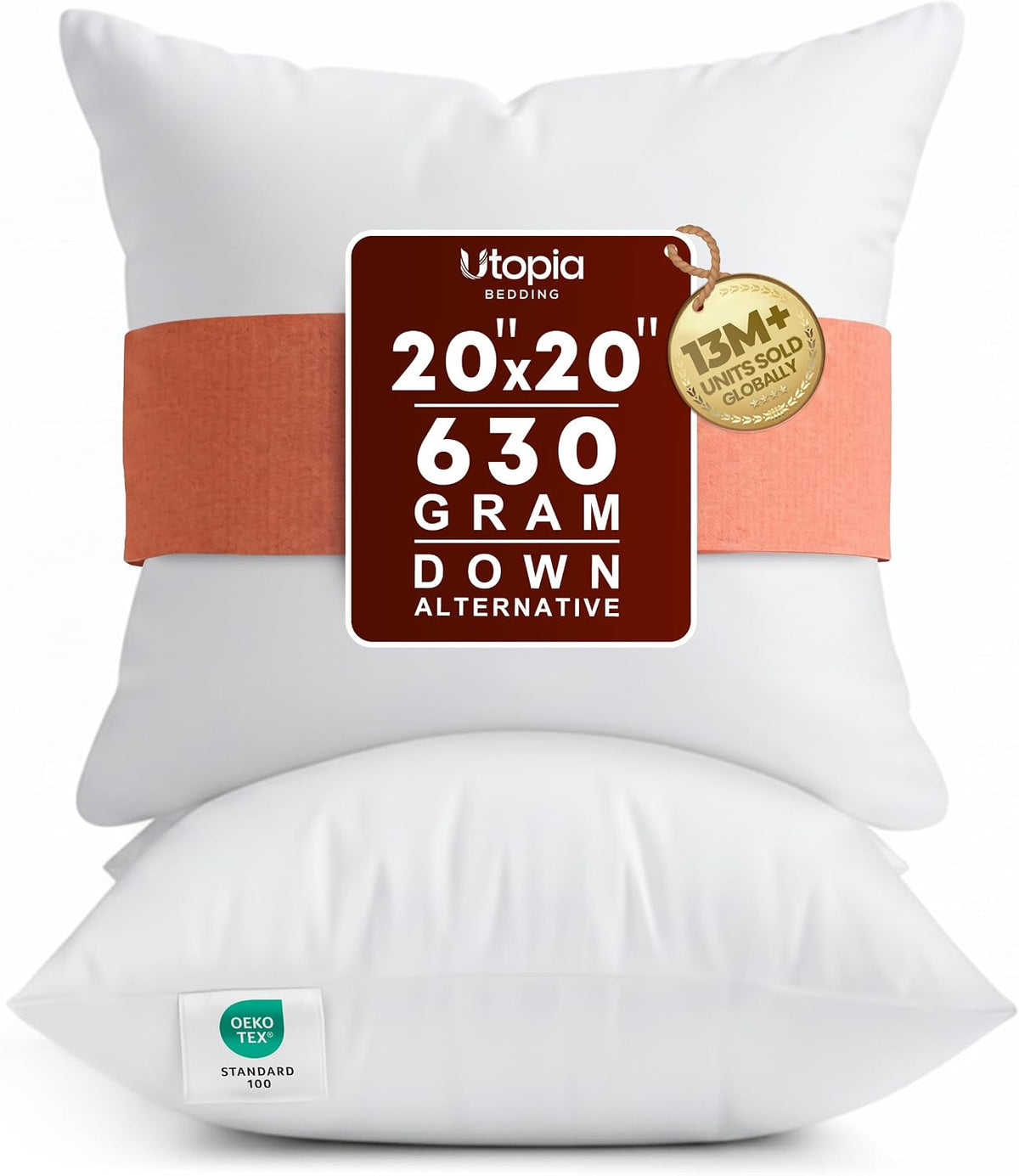 Utopia Bedding 18x18 Pillow Inserts, White Throw Pillows for Couch, 2 Pack