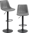 HOMCOM Bar Stools Set of 2, Height Adjustable, Leathaire, Grey