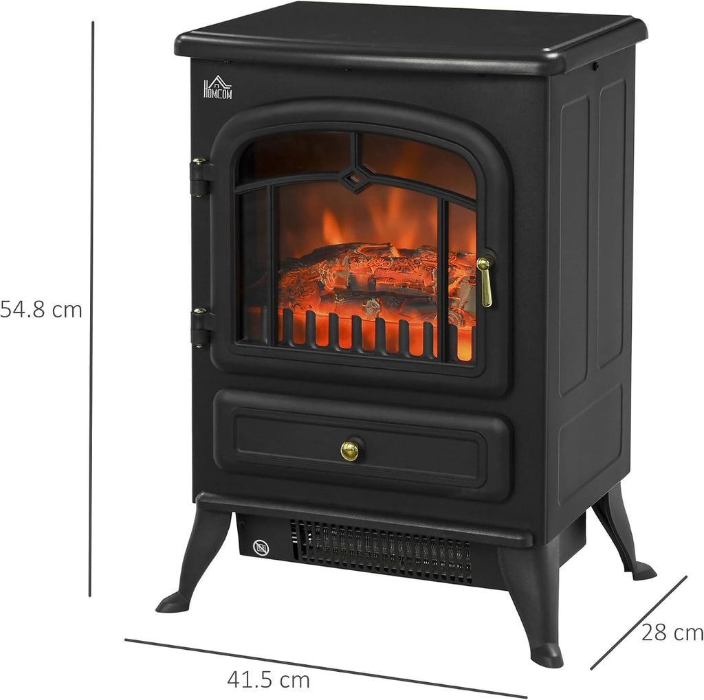 HOMCOM Freestanding Electric Fireplace Indoor Heater 1000/2000W in Black