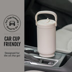 Ello Oasis Go+ 32oz Tumbler with Top Handle and Retracting Straw | Reusable Insulated Stainless Steel Cup, 100% Leakproof Water Bottle, 24 Hours Cold, Cup Holder Friendly For Travel | Black Lace