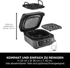 Ninja 5-in-1 Indoor Grill and Oil Free Deep Fryer, 5 Modes EG351EU | Cooks up to 4 burgers, 5.7L capacity, low smoke emission, digital meat thermometer included