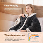 Westinghouse Wearable Heated Throw Blanket Flannel Sherpa 50x60 Inch Grey