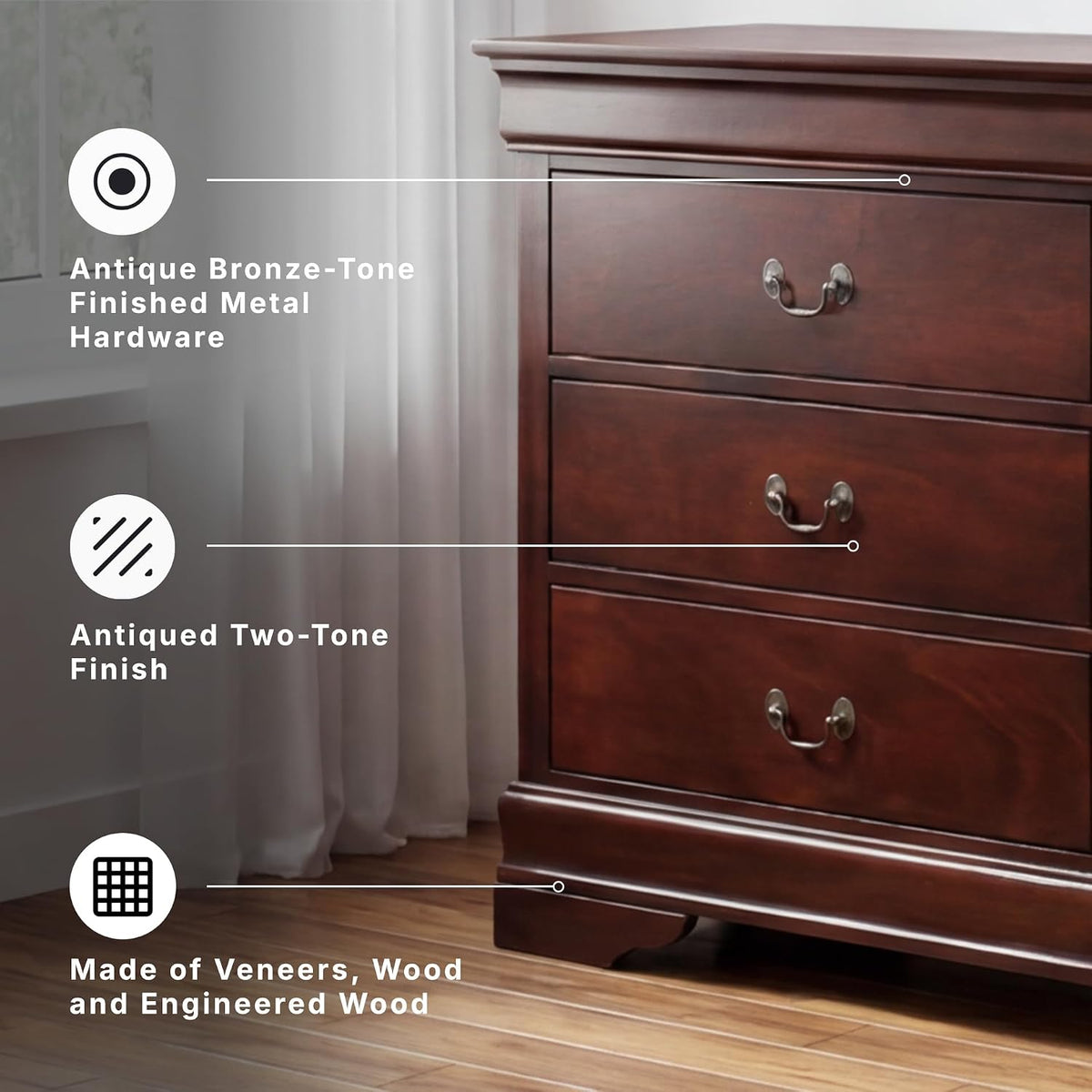 Signature Design by Ashley Alisdair 6 Drawer Bedroom Dresser, Dark Brown | Durable engineered wood, Classic Louis Philippe-style moulding, 6 spacious drawers for master bedroom storage