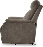 Signature Design by Ashley Dual Motor Power Lift Recliner, Heat & Massage | Fossil suede faux leather, Lift chairs recliners for elderly, Independent back and footrest, Crestmeade Series