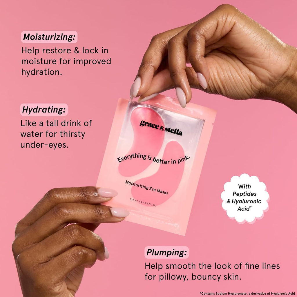 grace & stella Award Winning Moisturizing Under Eye Masks (24 Pairs, Pink)