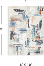 Signature Design by Ashley Washable Area Rug, 8x10, Abstract | 100% polyester with 7 mm medium pile, Abstract contemporary style for living rooms, Hessland Series