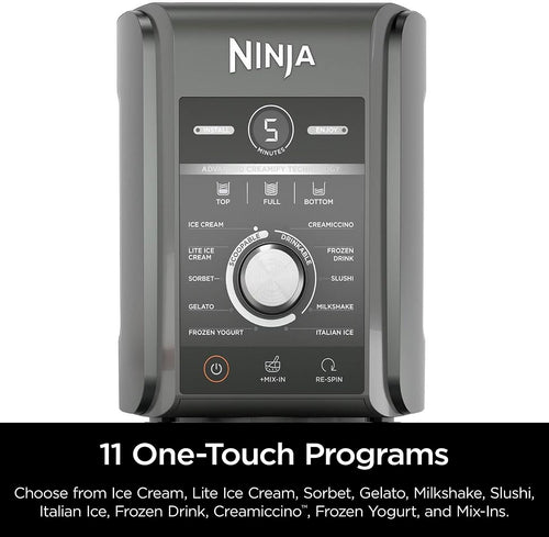 (Refurbished) Ninja NC501 CREAMi Deluxe 11-in-1 Ice Cream & Frozen Treat Maker with 2 XL Family Size Pint Containers, Dark Silver