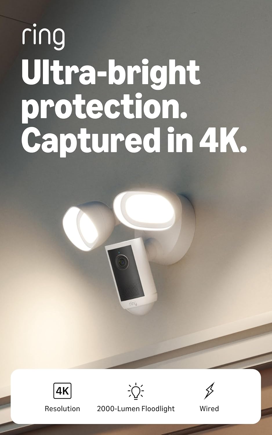 Ring Floodlight Camera 4K Plus (newest gen), Wired, Retinal 4K, Motion-Activated Floodlights, 3D Motion Detection, business or home wireless outdoor security camera, alternative to CCTV