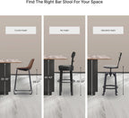 Signature Design by Ashley Haddigan Counter Height Bar Stool, Set of 2 | Easy-clean faux leather cushioned seat, Casual farmhouse wood slat back design, 25.6-inch seat height for kitchen islands