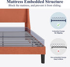 Allewie Full Size Platform Bed Frame with Upholstered Headboard, Modern Deluxe Wingback, Wood Slat Support, Mattress Foundation, Burnt Orange