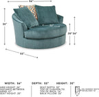 Signature Design by Ashley Laylabrook Scandinavian Upholstered Oversized Swivel Accent Chair with 3 Back Pillows, Green