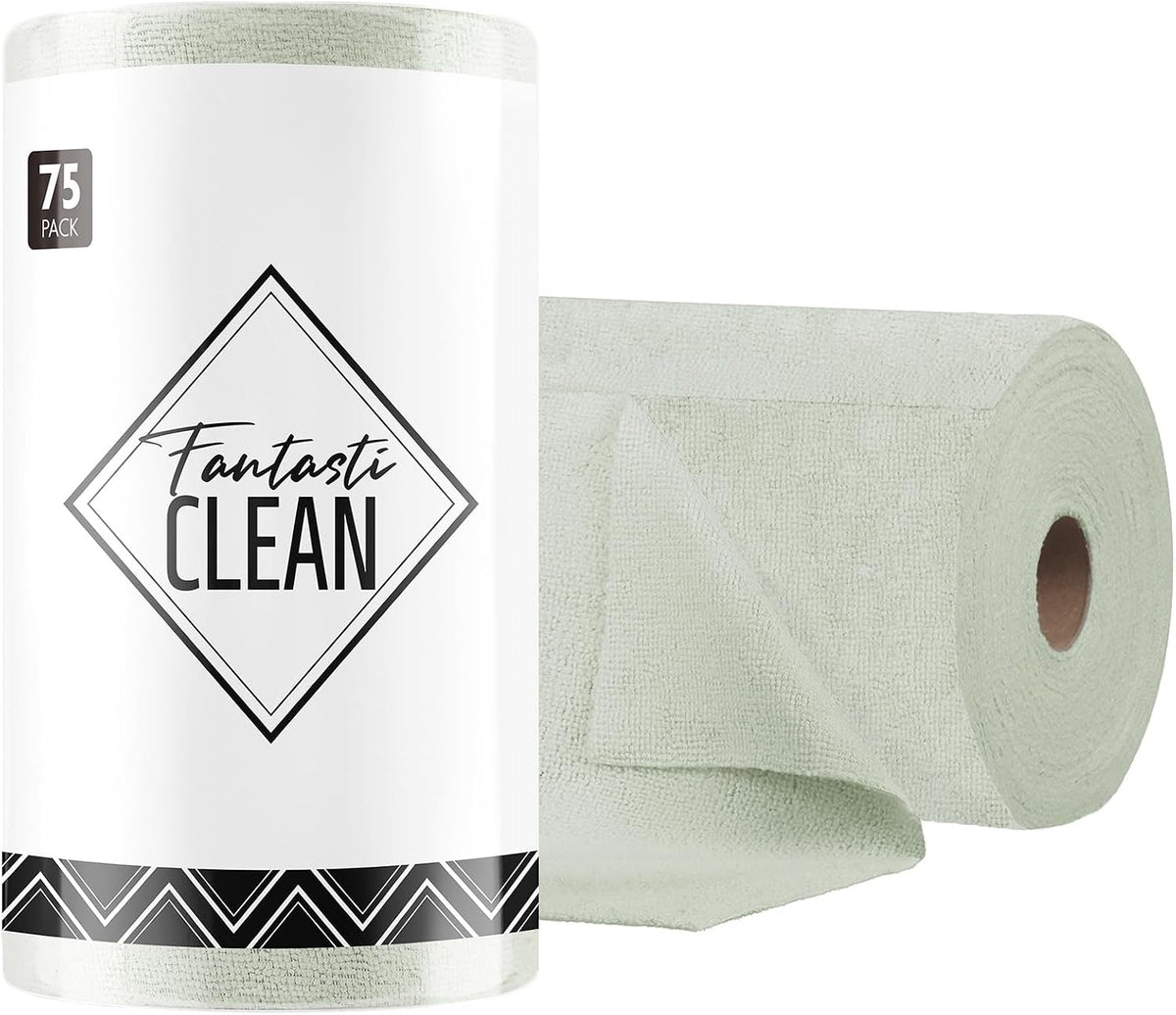 Fantasticlean Microfiber Cleaning Cloth Roll -75 Pack, 12" x 12" (Pink)