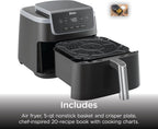 Ninja Air Fryer Pro, 5 Qt, 4-in-1, Grey, AF141 | Air fry, roast, reheat, dehydrate, 1750W, 400F max, Fits 4 lbs fries, Nonstick basket, Dishwasher-safe