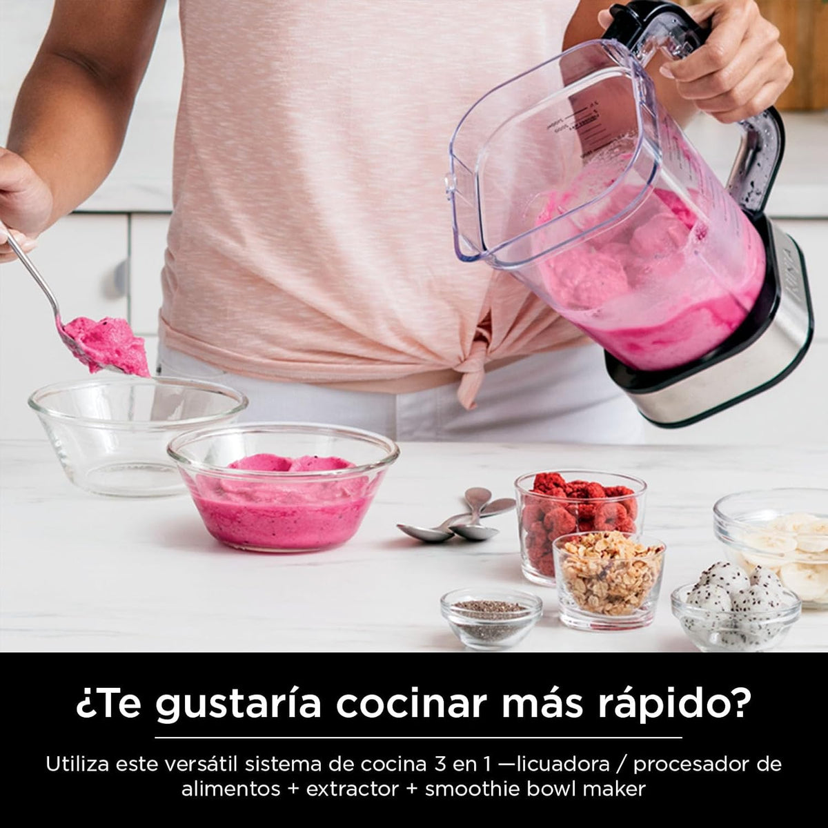 Ninja Foodi Power Blender & Food Processor, 6 Functions, Silver, SS351 | smartTORQUE motor never stalls. 6 functions for smoothies, bowls & dough. 72-oz pitcher + processor bowl + cups.