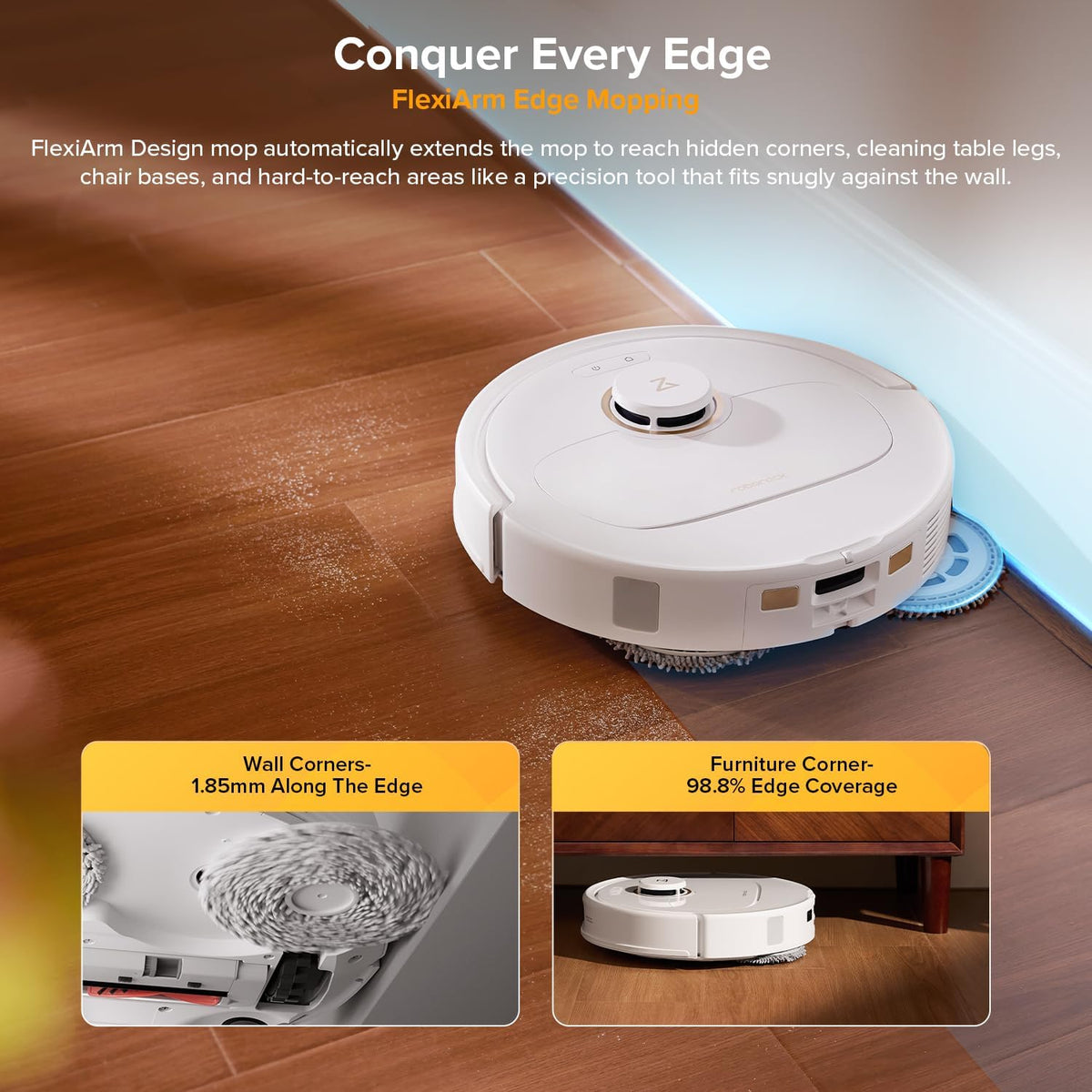 roborock Qrevo S5V Robot Vacuum Cleaner with Mop, FlexiArm Edge Mopping