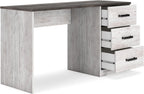 Signature Design by Ashley Farmhouse Desk with Drawers, 54", White & Gray | Engineered wood, 3 smooth-gliding drawers, Fully finished back, 19 in depth, Modern farmhouse style, Shawburn Series