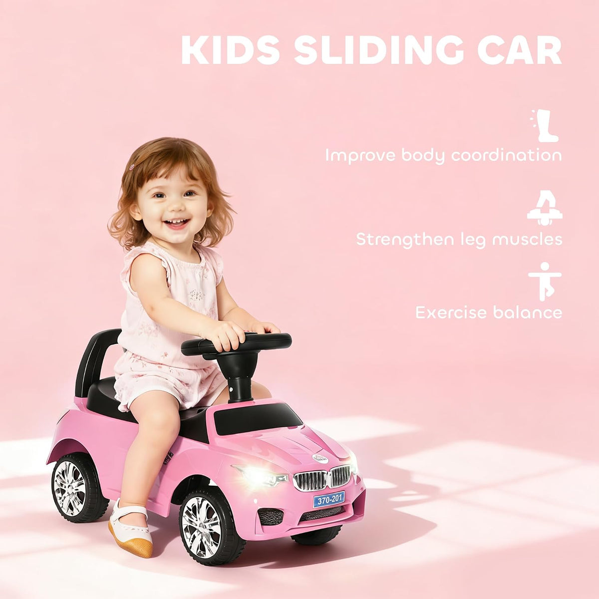 HOMCOM Ride on Car Toddler Walker Foot to Floor for 1.5-3 Years Old Pink