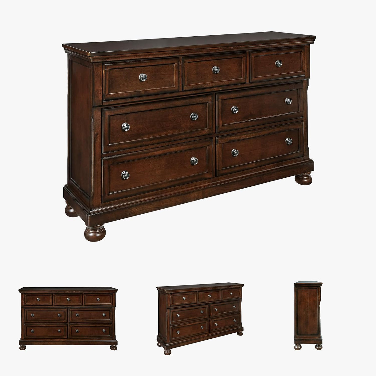 Signature Design by Ashley Porter 7-Drawer Wood Bedroom Dresser, Brown | Traditional chest of drawers, Hidden jewelry tray, Cedar-lined bottoms, Organized bedroom storage