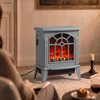 HOMCOM Freestanding Electric Fireplace LED Flame Effect 1000W/2000W, Grey