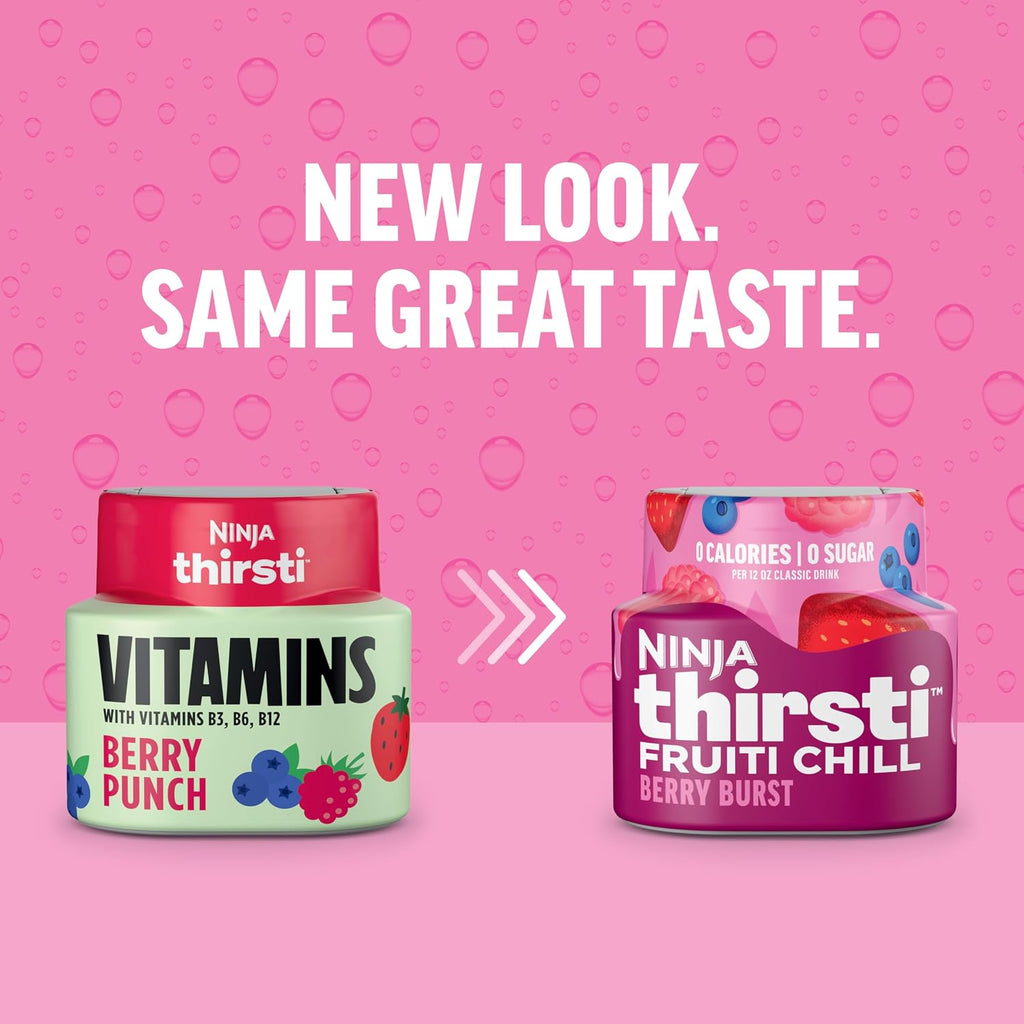Ninja Thirsti Flavored Water Drops, Berry Burst, Zero Calories | Zero Sugar, 12oz drinks, 3 Pack, Compatible with All Ninja Thirsti Drink Systems - WC1000, WC2000 & WC3000 Series, WCFBRPNAM