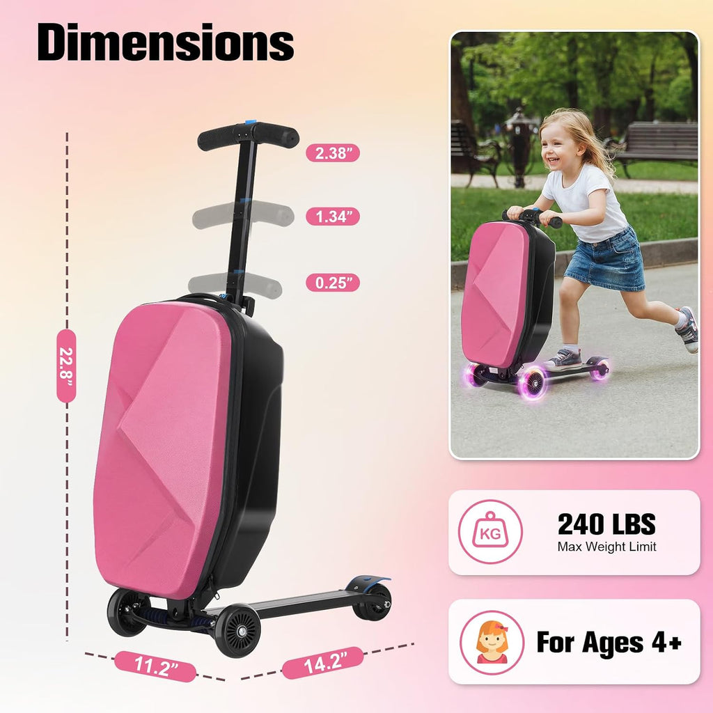 Suitcase Scooter,Ride on Suitcase for Kids,2in1 Hardside Scooter Luggage