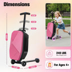 Suitcase Scooter,Ride on Suitcase for Kids,2in1 Hardside Scooter Luggage