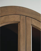 Signature Design by Ashley 74" Wood Glass Display Cabinet, Dagandale | Mango wood veneer construction, Natural and black finish, Spacious 4-tier china cabinet, Living room use