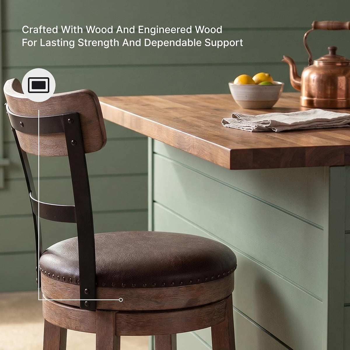 Signature Design by Ashley Pinnadel Counter Height Swivel Bar Stool, Brown