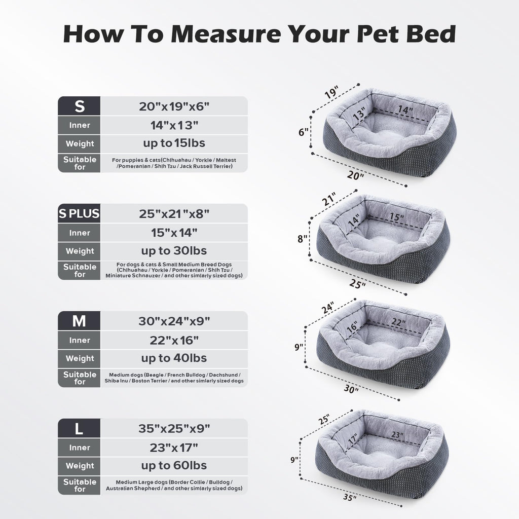 INVENHO Medium Dog Beds for Medium Dogs Washable, Rectangle Dog Bed Medium Size Dog, Orthopedic Dog Bed, Warming Soft Calming Sleeping Puppy Bed Durable Pet Bed with Anti-Slip Bottom M(30"x24"x9")