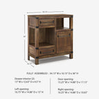 Signature Design by Ashley Coffee Bar Accent Cabinet with Drawers | Butterfly matched herringbone inlay, Unique acacia colored finish, Media and gameroom use, Farmhouse style, Roybeck Series