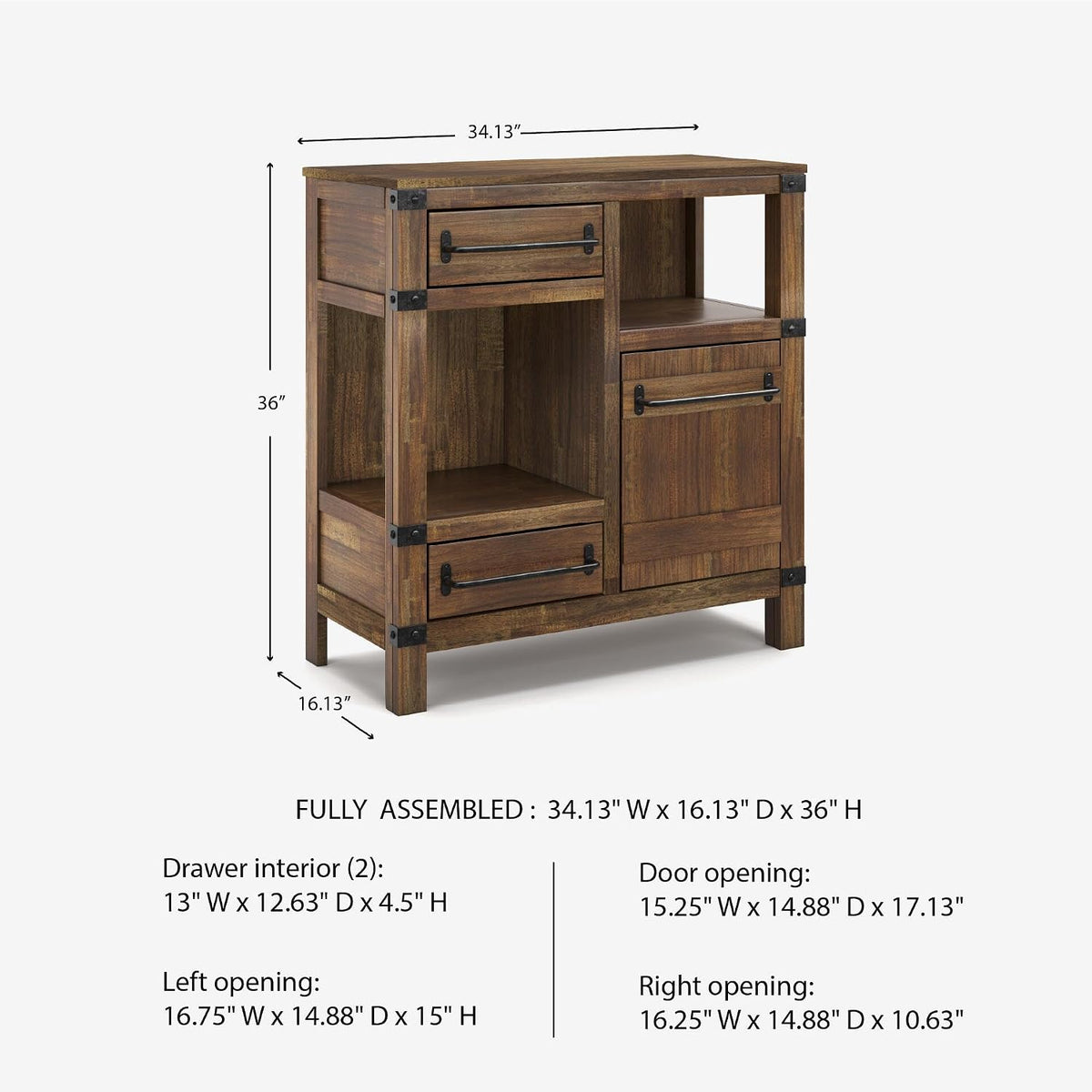 Signature Design by Ashley Coffee Bar Accent Cabinet with Drawers | Butterfly matched herringbone inlay, Unique acacia colored finish, Media and gameroom use, Farmhouse style, Roybeck Series
