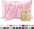 Bedsure Satin Pillowcases Queen Set of 2, Similar to Silk Pillow Cases Pink