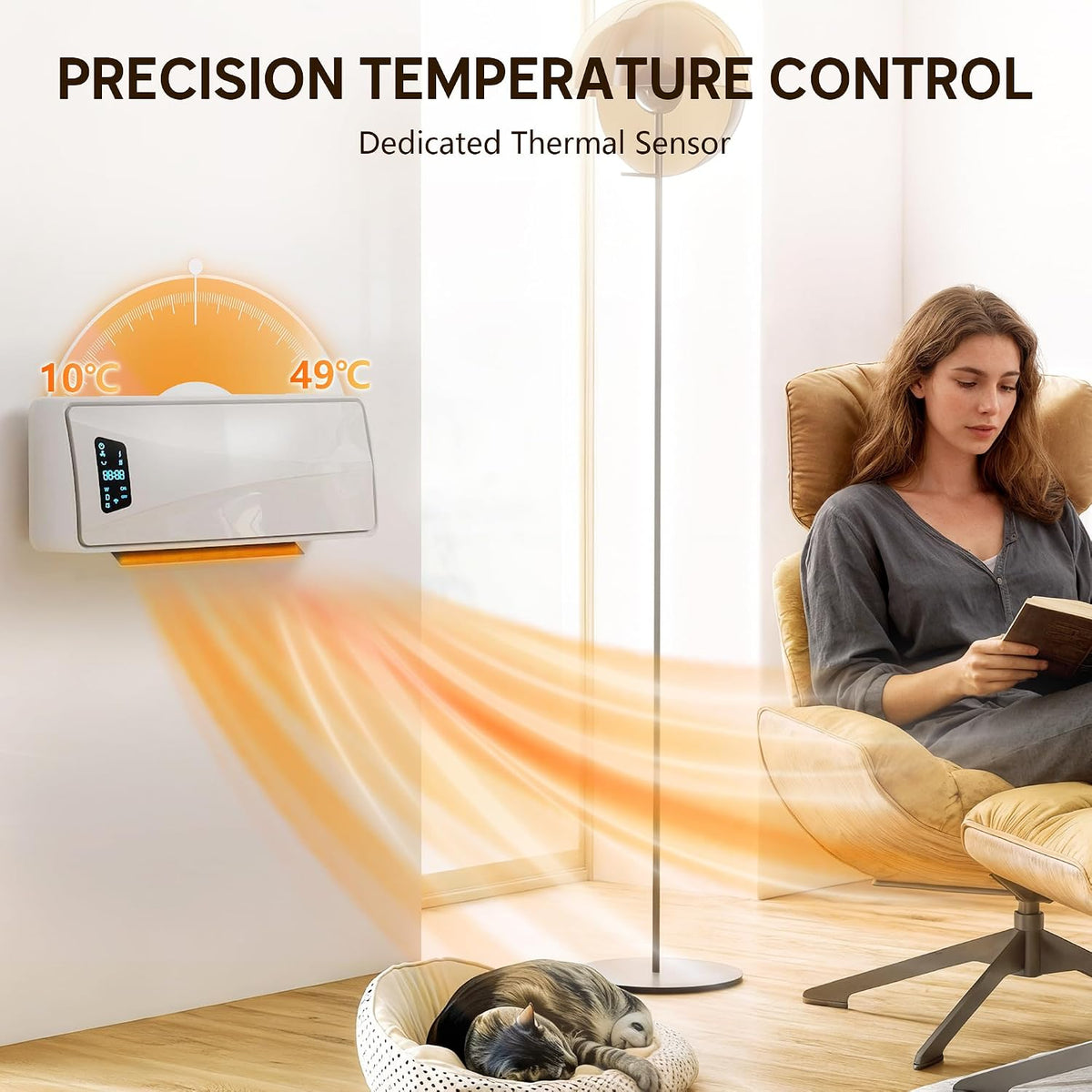HOMCOM Electric Heater 2000W Ceramic Wall Mounted Space Heater Fan White