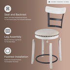 Signature Design by Ashley Valebeck 1-Piece Swivel Barstool, 30 In | Rustic white bar stools, Wood, engineered wood and metal frame, Cushioned polyester seat for pub tables, Farmhouse style