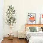Kazeila Artificial Olive Tree 7FT Tall Faux Silk Plant for Home Office Decor Indoor Fake Potted Tree with Natural Wood Trunk and Lifelike Fruits