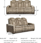 Signature Design by Ashley Next-Gen DuraPella Power Reclining Sofa, Sand | Zero gravity reclining couch, Water-repellent polyester and PU faux leather, Living room use, Medium plush foam