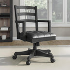 Signature Design by Ashley Wildenauer 1-Piece Swivel Desk Chair, Black | Wood swivel desk chair, Classic ladder back design, Foam cushioned seat, Durable black polyester fabric