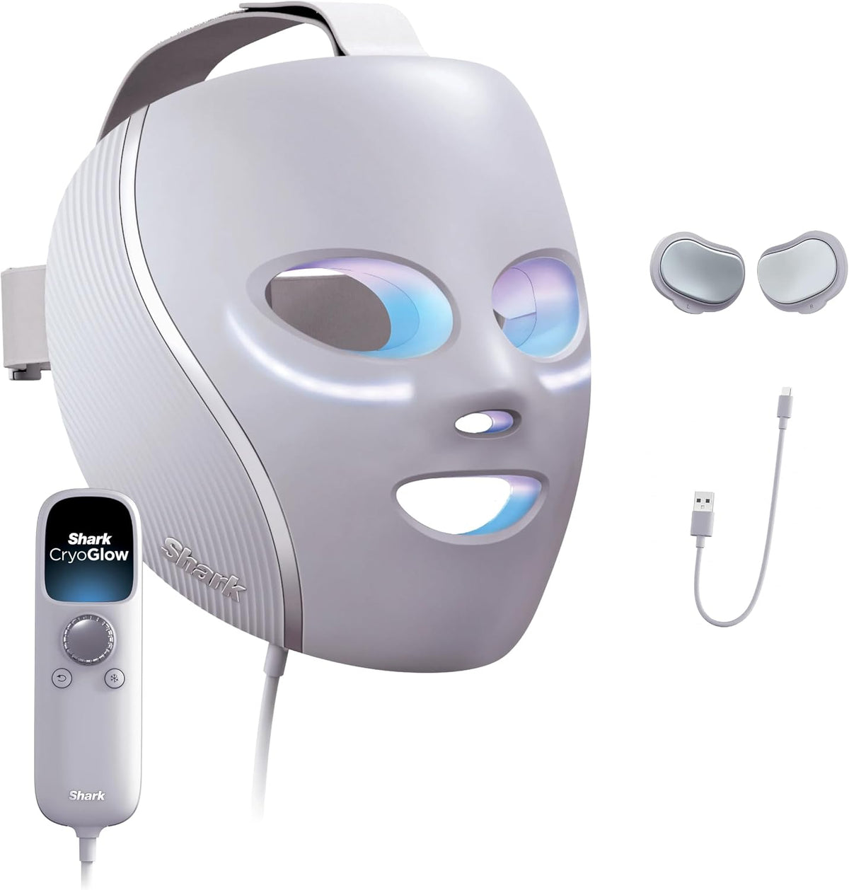Shark CryoGlow LED Face Mask, Red Light Therapy, Under-Eye Cooling, FW312PL