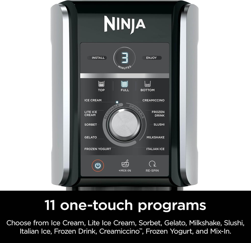 Ninja CREAMi Deluxe Ice Cream & Frozen Treat Maker, Includes (4) Family-Sized 24 oz. Tubs, for Ice Cream, Sorbet, Milkshakes, Frozen Yogurt, & More, 11-in-1, XL Capacity, Silver