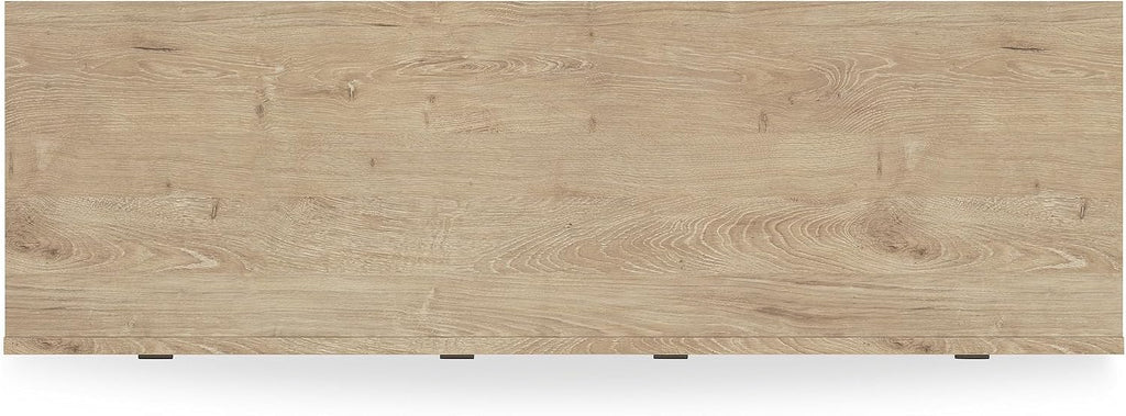 Signature Design by Ashley 6 Drawer Bedroom Dresser, Light Oak, Cielden | Textured beige faux cane fronts, Bronze knobs, Quick assembly, Contemporary coastal bedroom decor