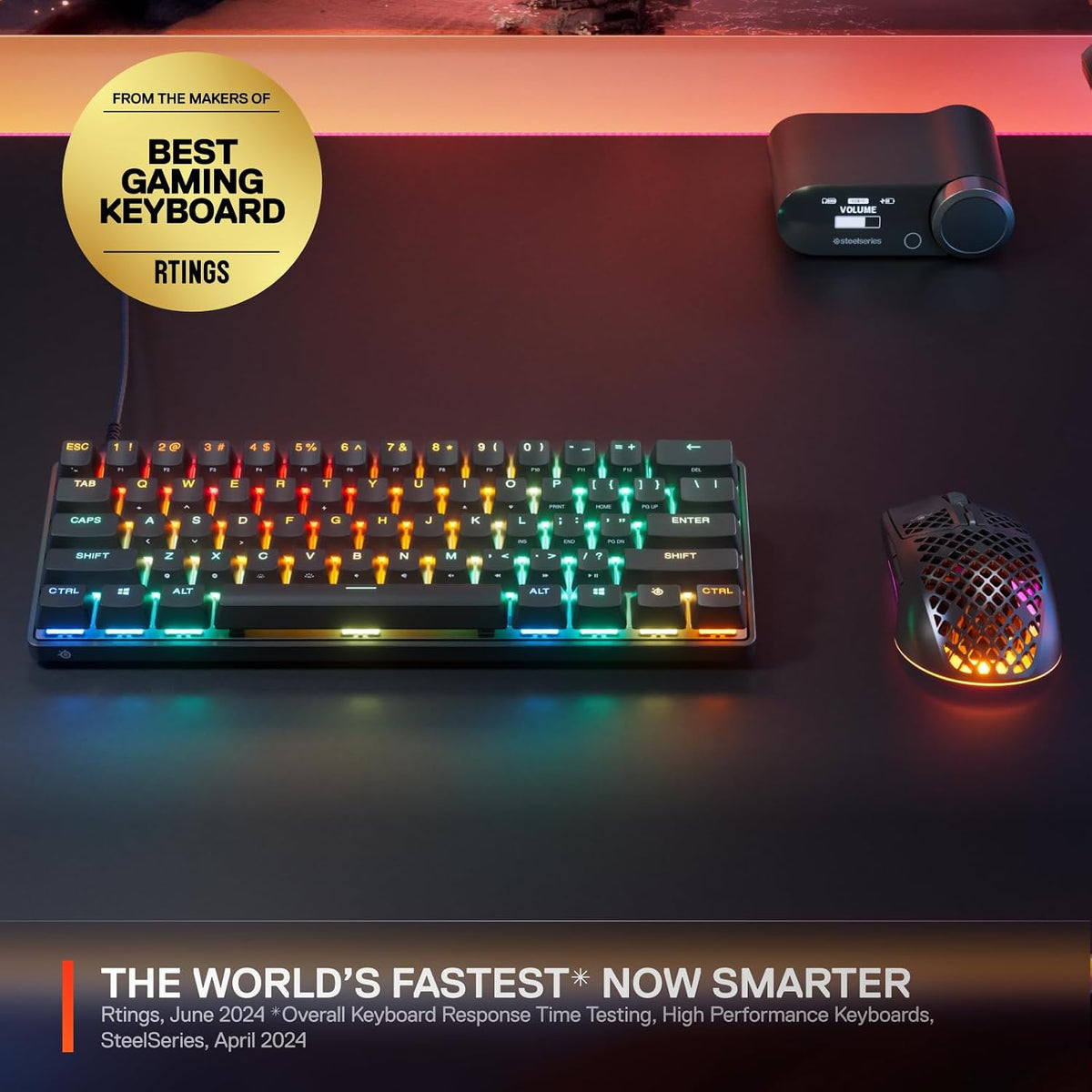 SteelSeries Apex Pro Mini Gen 3 Gaming Keyboard - 60 Percent Hall Effect Keyboard, Magnetic Keyboard with OmniPoint 3.0 Switches - Adjustable Actuation, Rapid Trigger, Rapid Tap/SOCD - English QWERTY