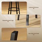 HOMCOM Bar Stools Set of 2 Upholstered Backrest Rustic Brown and Black