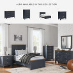Signature Design by Ashley Kids Full Wood Panel Bed Frame, Blue & Brown | Traditional Shaker style silhouette, Two-tone slate blue and light brown finish, Box spring required, Landocken Series
