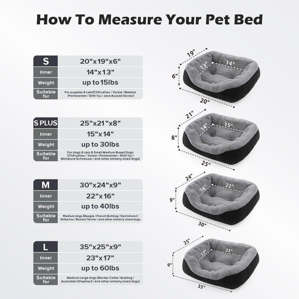 INVENHO Medium Dog Beds for Medium Dogs Washable, Rectangle Dog Bed Medium Size Dog, Orthopedic Dog Bed, Warming Soft Calming Sleeping Puppy Bed Durable Pet Bed with Anti-Slip Bottom M(30"x24"x9")