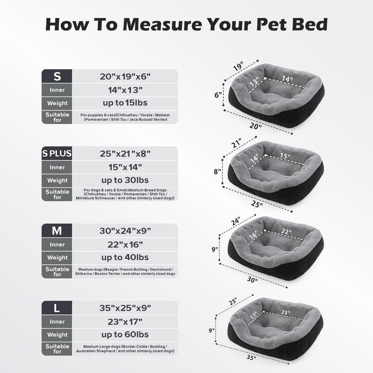 INVENHO Medium Dog Beds for Medium Dogs Washable, Rectangle Dog Bed Medium Size Dog, Orthopedic Dog Bed, Warming Soft Calming Sleeping Puppy Bed Durable Pet Bed with Anti-Slip Bottom M(30"x24"x9")